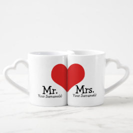 Conjunto De Caneca De Café O Sr. e a Sra. Newly Wed Heart Wedding