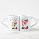 Conjunto De Caneca De Café Petals & Prosecco Blush Chá de panela Floral Rosa<br><div class="desc">Flores de Jardim Elegantes com Vidro de Champanhe,  Berries e texto "Petais e Prosecco" Chá de panela Floral Mug de Café Definido em cores lilás,  lavanda,  rosa-pincel,  pêssego,  damasco e verde.</div>