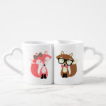 Conjunto De Caneca De Café Raposa Hipster dele e dela<br><div class="desc">Casal adorável de raposas design.</div>