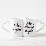 Conjunto De Caneca De Café Sra. Sempre Direito<br><div class="desc">Sra. Sempre Direito - gráfico engraçado do casal - Sr. & Sra.,  Sr. direito e Sra. sempre direita!  Humor do casamento</div>