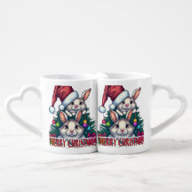 Conjunto de Canecas de Natal para Casal - Coelhinh
