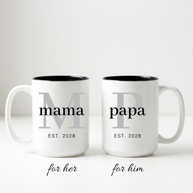 Conjunto de Canecas para Papai e Mamãe Presente Pe (Mama and Papa Coffee Mug Birthday Gift for Mom, Personalized Mom Mug Gift for Grandma and Mom)
