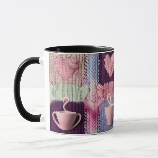 Conjunto de Canecas Rosa Patchwork Coração de Tric (Esquerda)