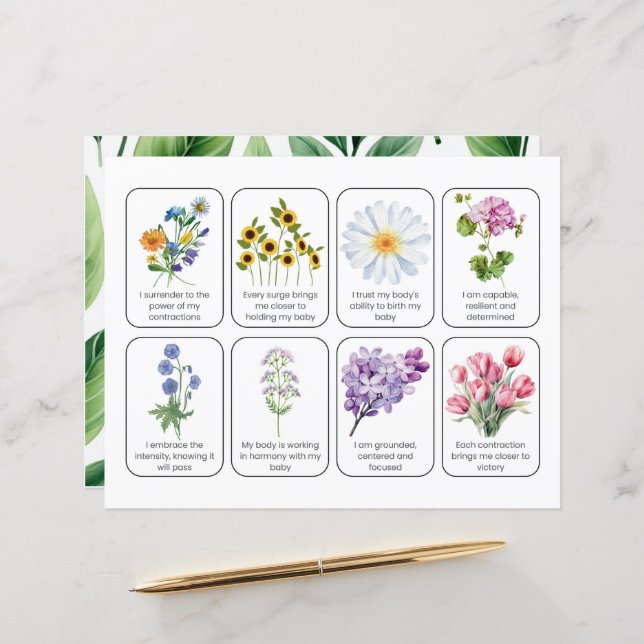 Conjunto De Cartão Com 8 Afirmações De Parto (Frente/Verso In Situ)