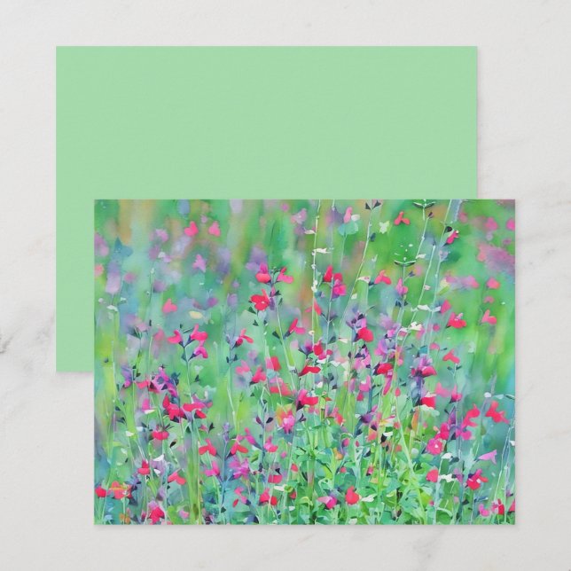 Conjunto de Cartões de Nota com Arte de Flor de Sa (Frente/Verso)