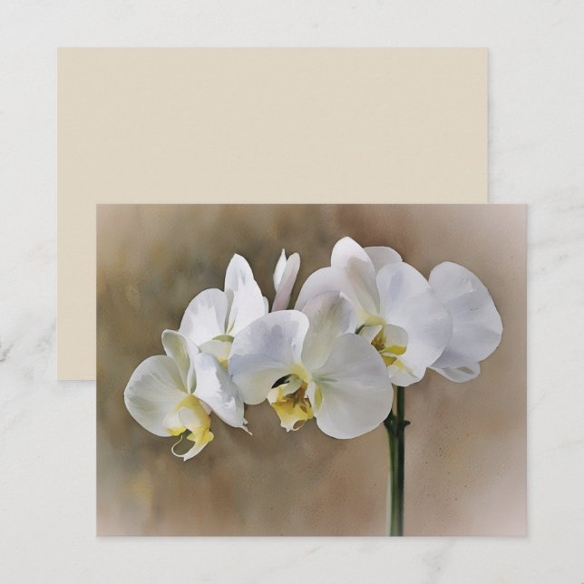 Conjunto de Cartões de Nota de Flores de Orquídea  (Frente/Verso)