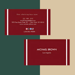 Conjunto de Cartões de Visita Premium Burgundy Gol