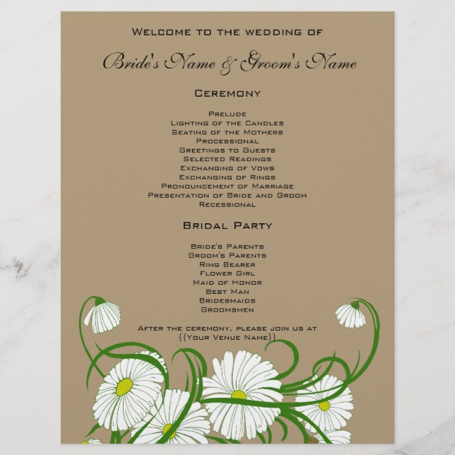 Conjunto de casamento de flores de margaridas Gerb (Frente)