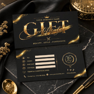 Conjunto de Certificado de Presente Preto Luxo Dou