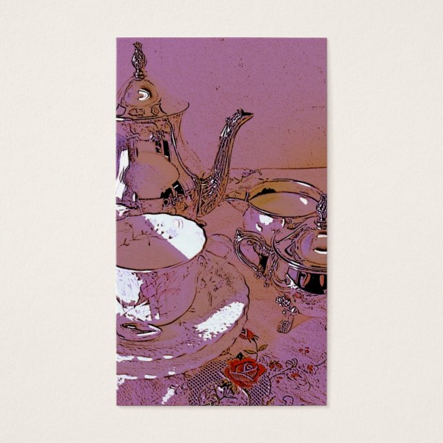 Conjunto de chá rosa e prata (Frente)