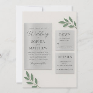 Conjunto de Convite de Casamento Acrílico Espelho