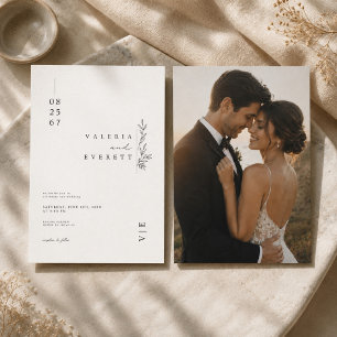 Conjunto de Convite de Casamento Botânico Elegante