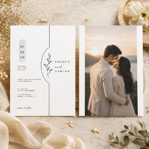 Conjunto de convite de casamento botânico minimali