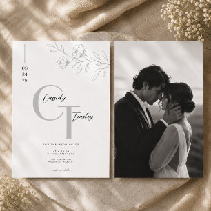 Conjunto de Convite de Casamento com Monograma Flo