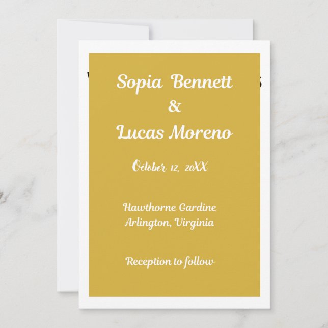 Conjunto de Convite de Casamento em Acrílico Doura (Frente)