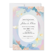 Conjunto de Convite de Casamento Floral Dourado de