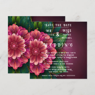 Conjunto de Convite de Casamento Floral Elegante
