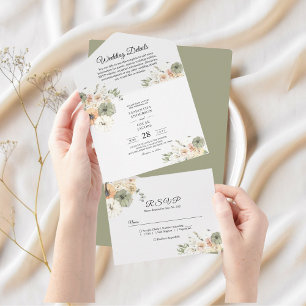 Conjunto de Convite de Casamento Outonal Rústico