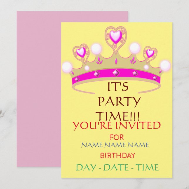 conjunto de convites para aniversários de criança (Frente/Verso)