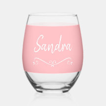 Conjunto de Copos Pink White Name Birthday 4Sandra