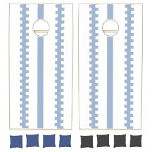 Conjunto de Cornhole Azul e Branco Listrado