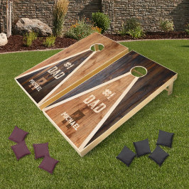 Conjunto de Cornhole Pai Monograma de Madeira Rúst