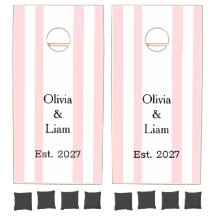 Conjunto de Cornhole para Casamento Rosa e Branco