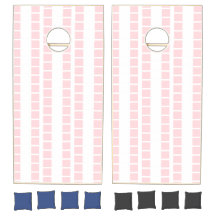 Conjunto de Cornhole Rosa e Branco Listrado Quadra