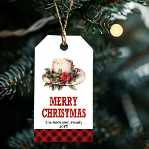 Conjunto de etiquetas de Natal vermelhas e verdes