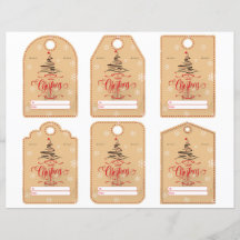 Conjunto de etiquetas de presente com tom e vermel