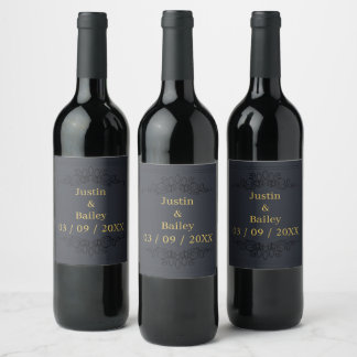 Conjunto de Etiquetas de Vinho de Nome Dourado Per