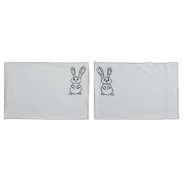 Conjunto de fronhas coelho delineado cinza claro