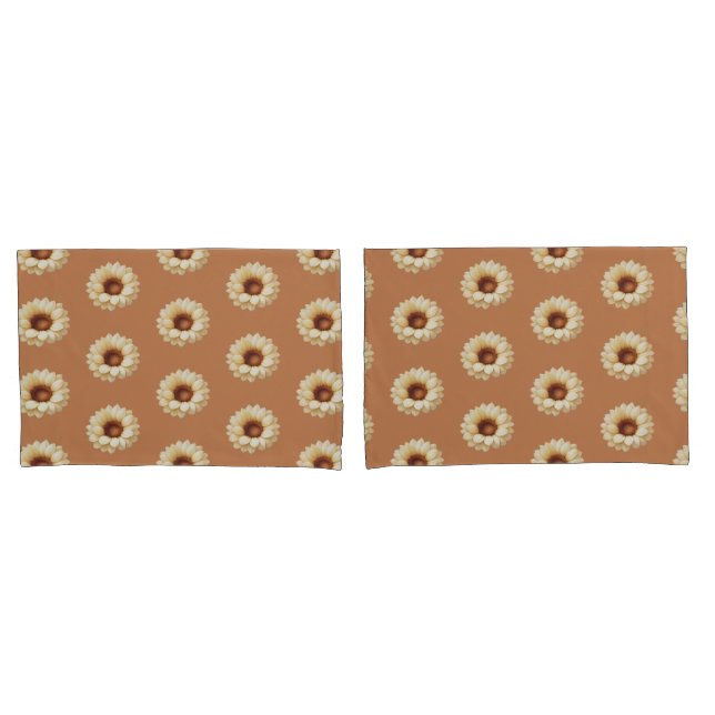Conjunto de fronhas com padrão de girassol em terr (Frente - conjunto)