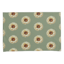 Conjunto de fronhas florais de girassol verde salv