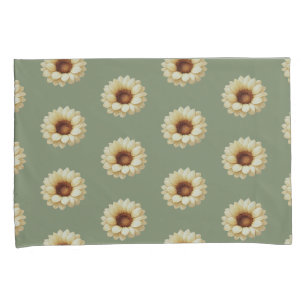 Conjunto de fronhas florais de girassol verde salv