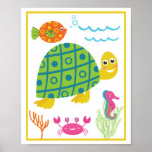 Conjunto de Impressão de Arte de Criaturas Marinha