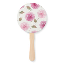 Conjunto de Leques de Rosas em Aquarela Rosa