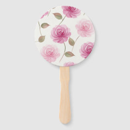 Conjunto de Leques de Rosas em Aquarela Rosa