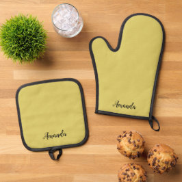 Conjunto de Luvas e Suportes para Panela em Amarel