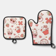 Conjunto de Luvas e Suportes para Panela Kawaii Sw