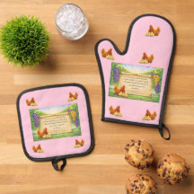 Conjunto de Luvas e Suportes para Panela Rosa com