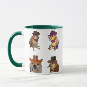 Conjunto de Meme de Cachorro Cowboy Caneca Engraça