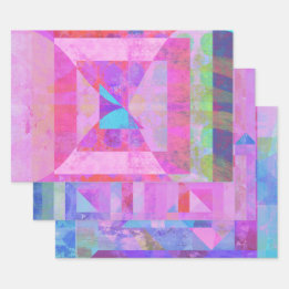 Conjunto de Mídias Mistas Rosa-Quente de Papel de 