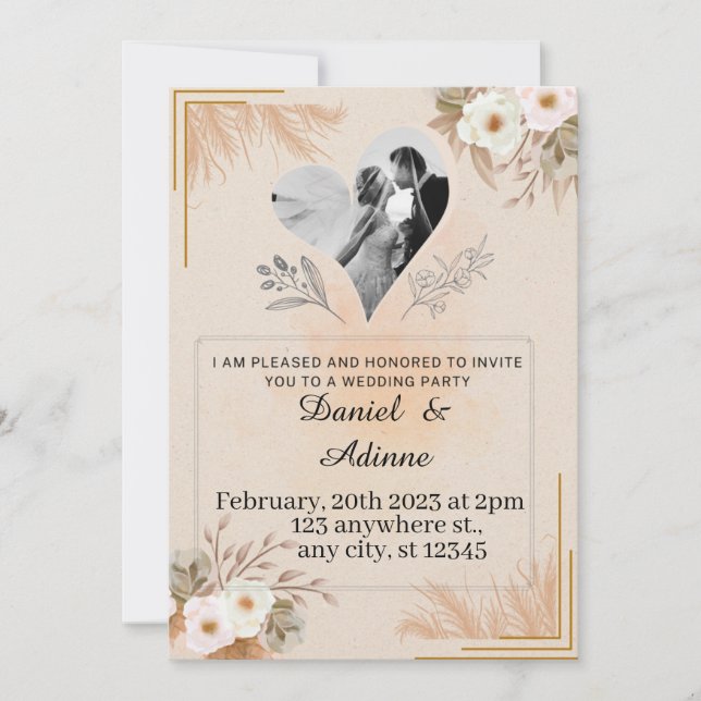 Conjunto de Modelo de Convite de Casamento Minimal (Frente)