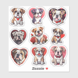 Conjunto de namorados 9 adesivos Buldogue