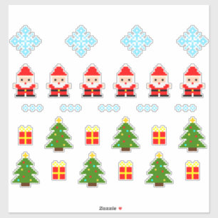 Conjunto de Natal em Pixel Art Adesivo 2
