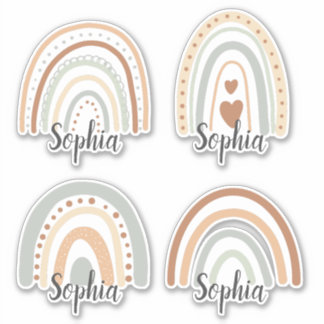 Conjunto de nomes de etiqueta arco-íris Boho de 4