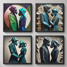 Conjunto de Origami de AMOR E RESISTÊNCIA de 4 Azu