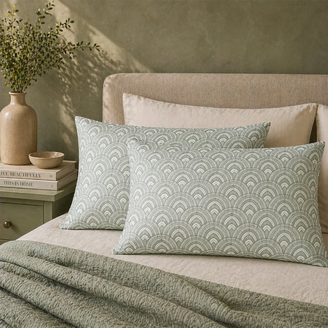 Conjunto de padrão de leque Art Deco em verde sage (Criador carregado)