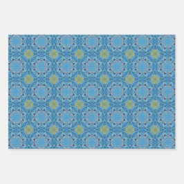 Conjunto de padrões étnicos sem costura azul 1